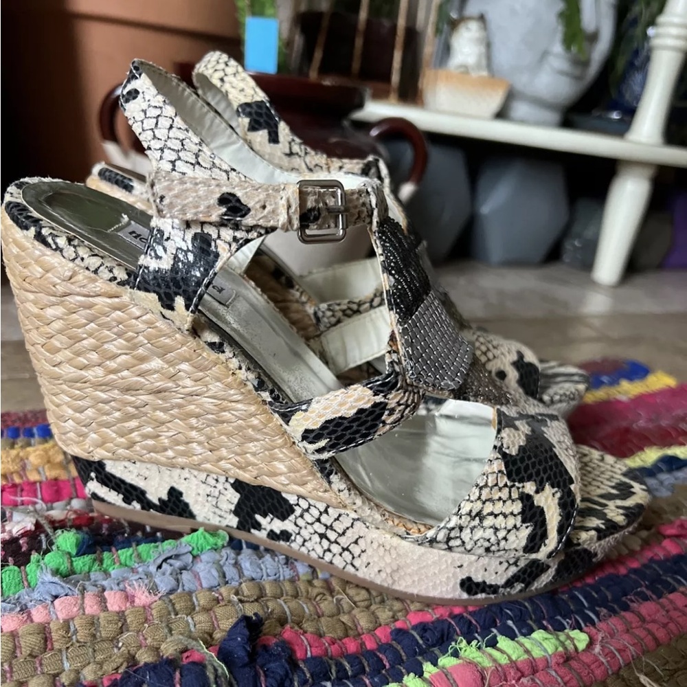 7 Not Rated Wedge Sandal Python Snake Print Beade… - image 3